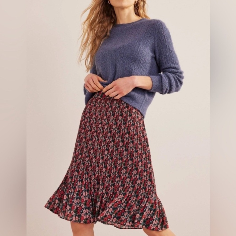 Boden Floral Pleated Mini Skirt Navy Red‎ Pink Size US 2 / UK 6 R0301